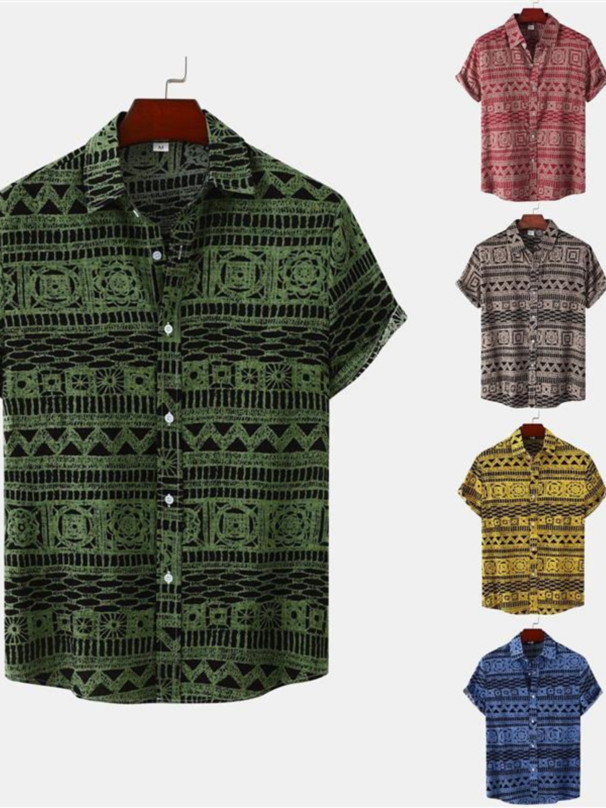 Urban Ethnic Fashion - قميص رجالي صيفي 2026 بمقاسات كبيرة