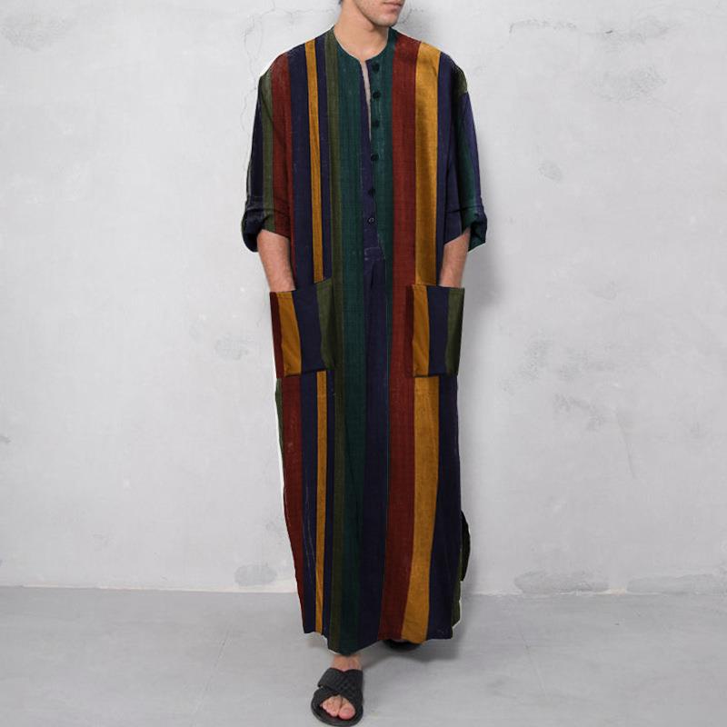 Ethnic Wear Men'S Fashion - قميص رجالي طويل مطبوع بتصميم رداء
