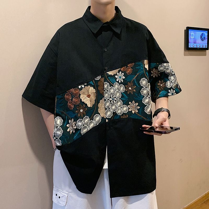 Urban Ethnic Fashion - قمصان رجالية صيفية بتصميم عرقي مطرز