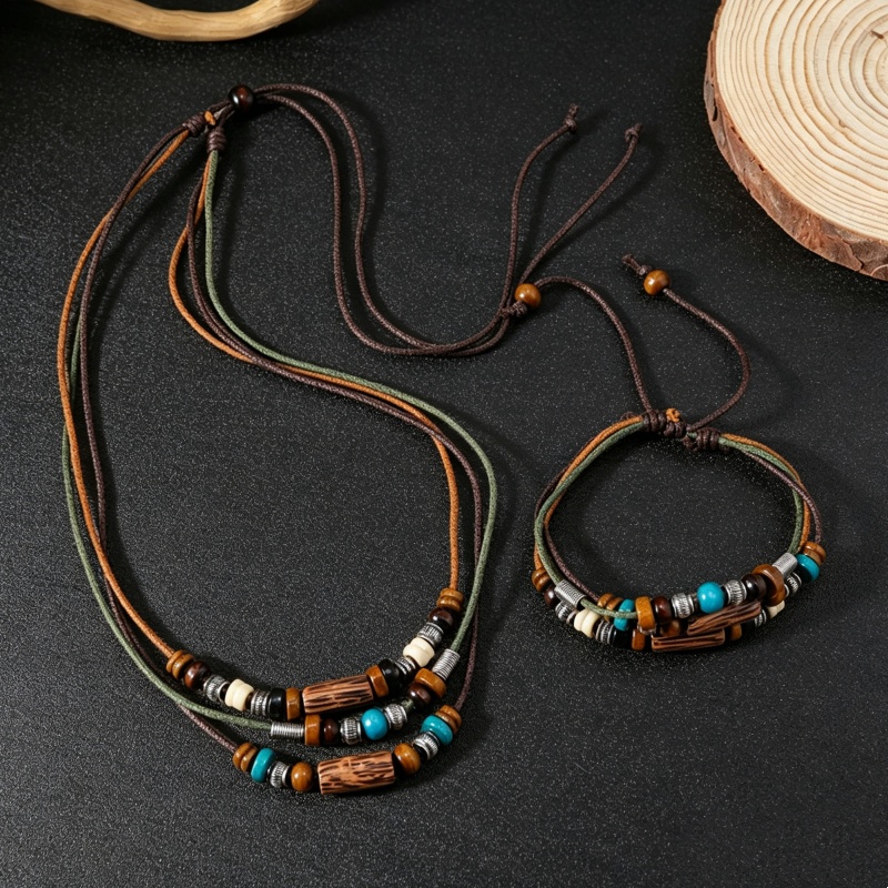 Ethnic Wear Men'S Fashion - طقم مجوهرات عتيق الطراز من طبقتين