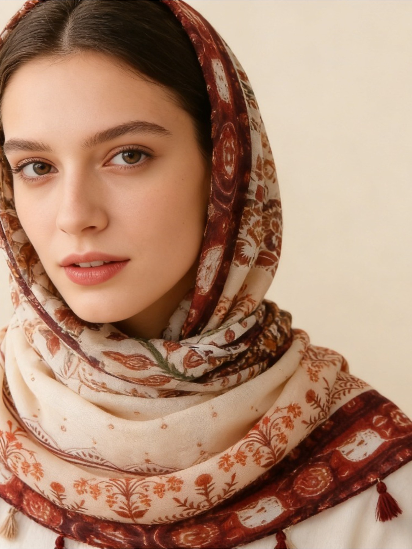 وشاح حريري رقيق بنمط زهور عرقي - مراجعة Go Ethnic Fashion وسعره
