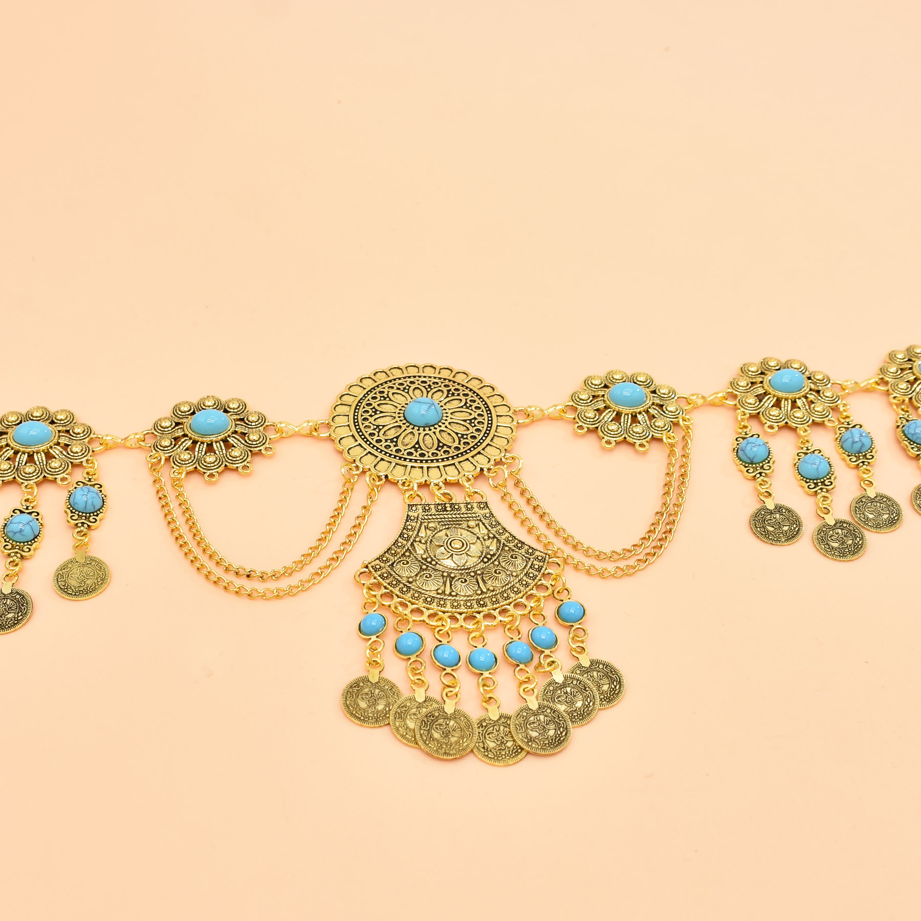 سلسلة خصر هندسية عتيقة ، قلادة - مراجعة Ethnic Fashion Dress وسعره