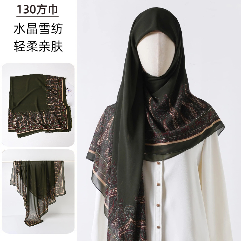 وشاح مربع كبير مطبوع من الشاش  - مراجعة Go Ethnic Fashion وسعره